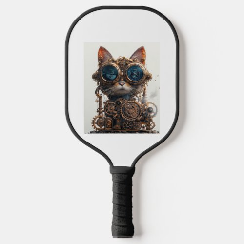 Steampunk Cat Inventor Pickleball Paddle