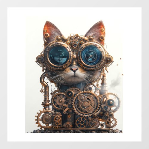 Steampunk Cat Inventor Wall Decal