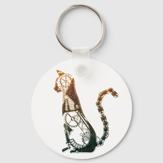 Steampunk cat keychain (Front)