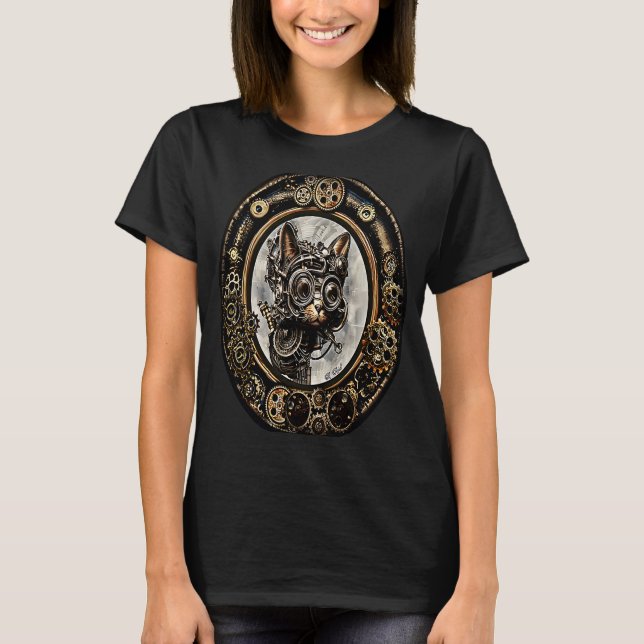 Steampunk Cat Kitten Industrial Robot Mechanical G T-Shirt (Front)