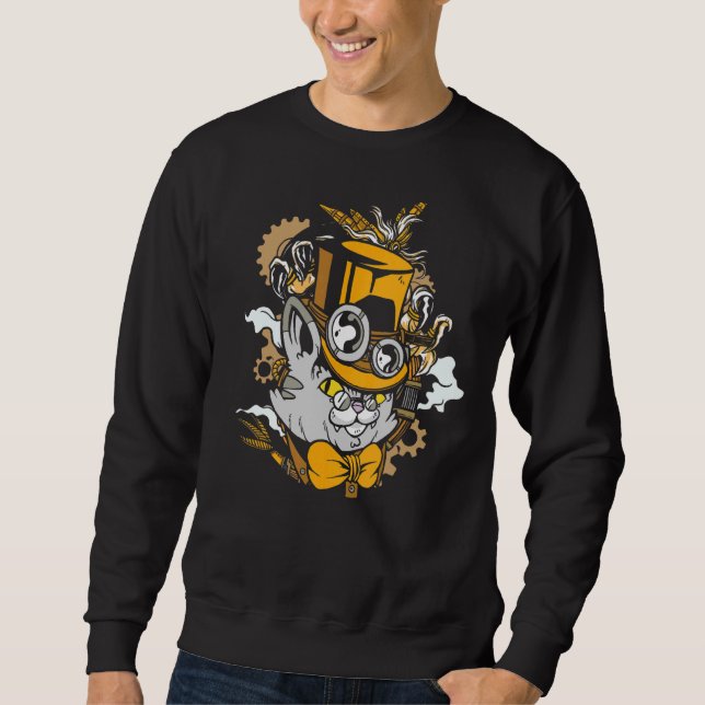 Steampunk Cat Kitten Medieval Sweatshirt (Front)
