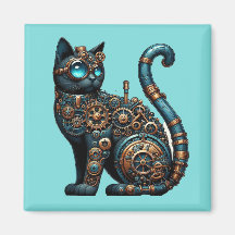 Steampunk Cat Magnet