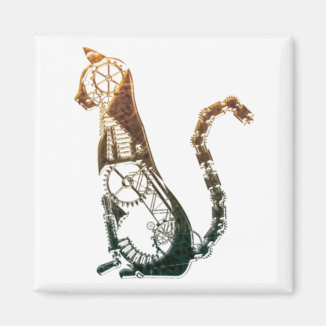 Steampunk cat magnet (Front)