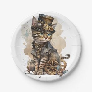 Steampunk Cat Paper Plates