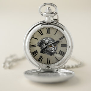 Steampunk Cat Pilot Pocket Watch