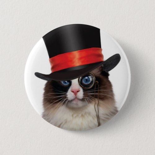 Steampunk Cat Pin Back Button