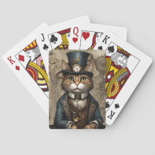 Steampunk Cat Poker Cards