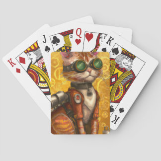 Steampunk cat poker cards