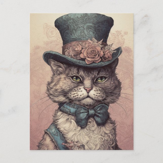 Steampunk Cat Postcard (Front)