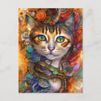 Steampunk Cat Postcard