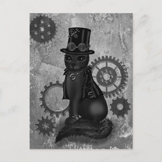 Steampunk Cat Postcard (Front)