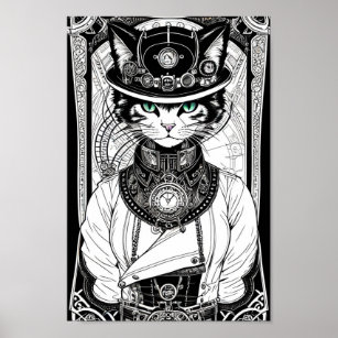 Steampunk cat poster