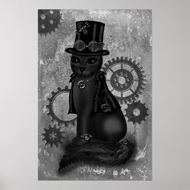 steampunk cat poster (Front)