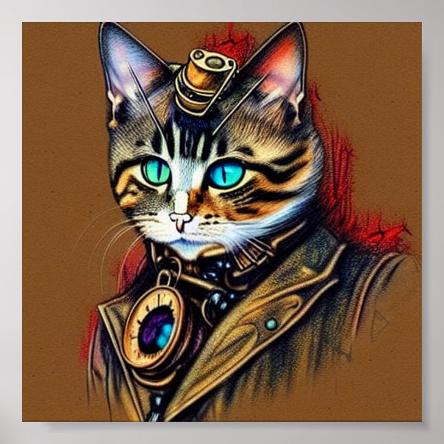Steampunk cat poster (Front)