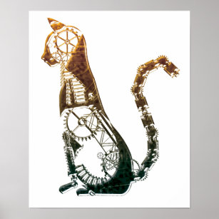 Steampunk cat posters