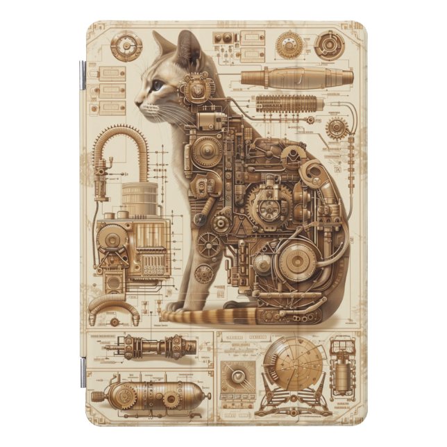 Steampunk Cat Retro iPad Pro Cover (Front)
