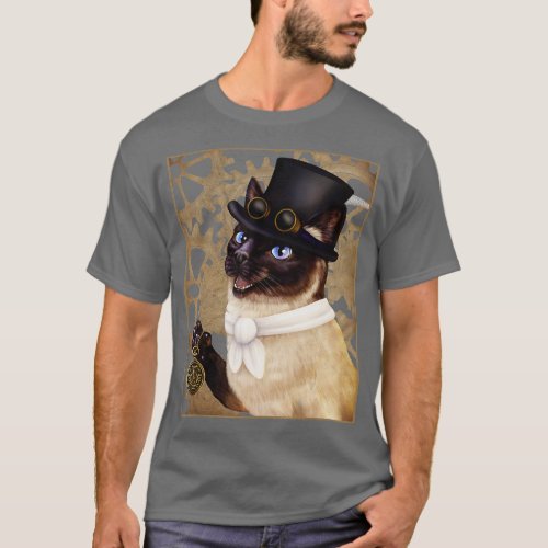Steampunk cat  Siamese with a top hat goggles and 