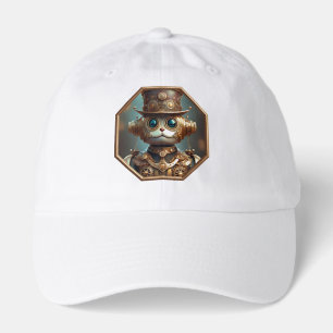 Steampunk Cat Soldier In 8 Sided Bronze Frame Hat