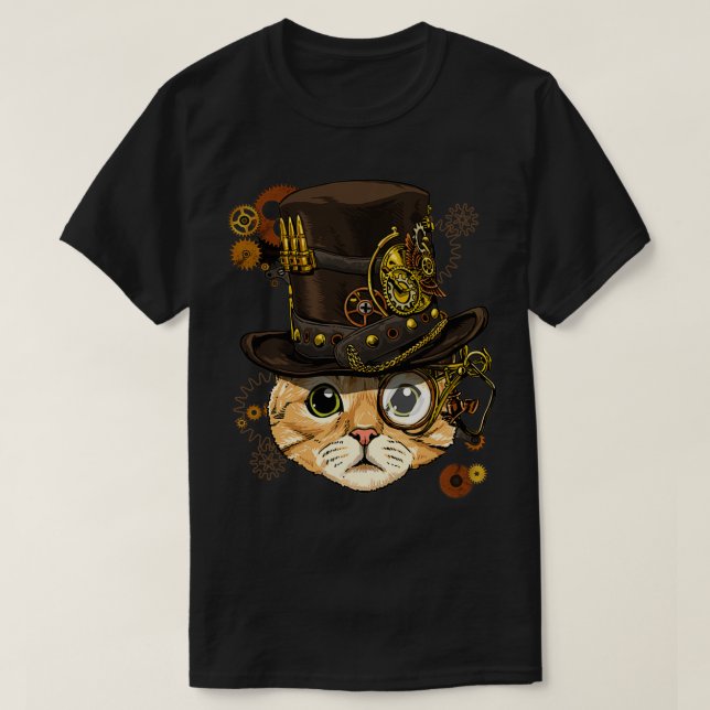 Steampunk Cat Steampunk Kitten Lovers For Women &  T-Shirt (Design Front)