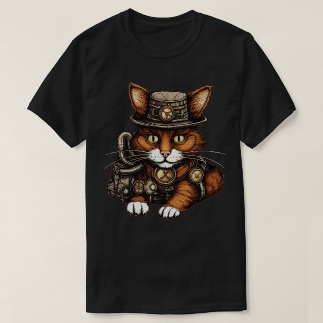Steampunk Cat T-Shirt (Design Front)