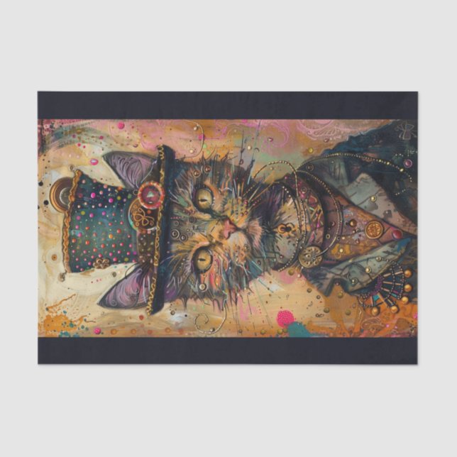 Steampunk Cat Tissue Paper (Front)