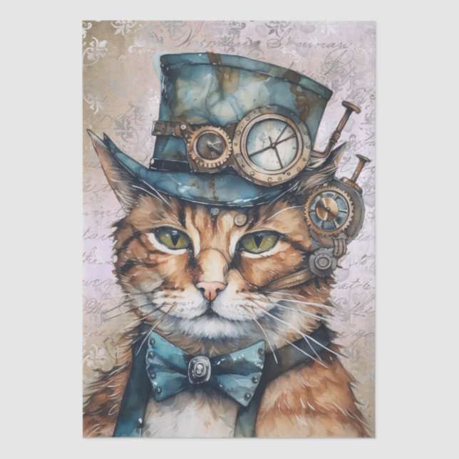 Steampunk Cat Tissue Paper (Front)