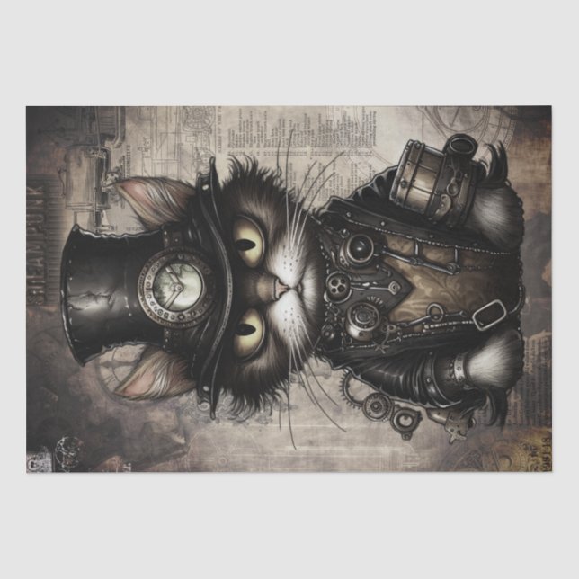 Steampunk Cat Tissue Paper (Front)