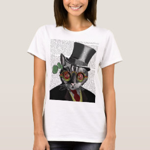 Steampunk Cat - Top Hat and red yellow glasses