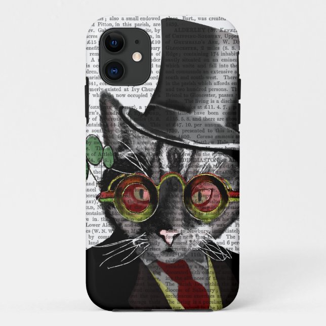 Steampunk Cat - Top Hat and red yellow glasses Case-Mate iPhone Case (Back)