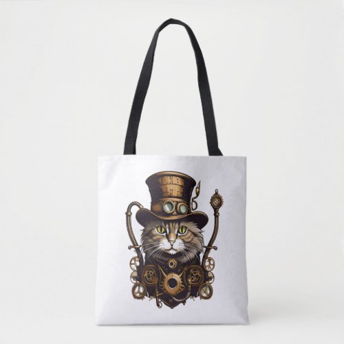 Steampunk Cat Vintage Retro Style   Tote Bag