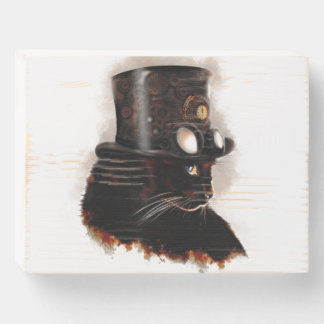 Steampunk Cat Wooden Box Sign