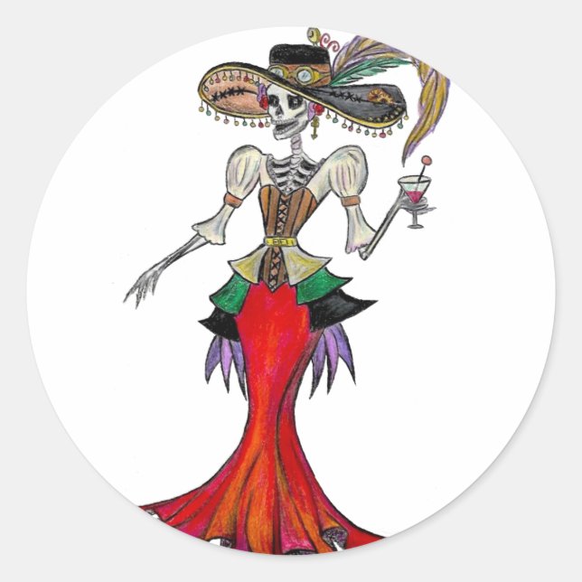 Steampunk Catrina, Dia de los Muertos sticker (Front)
