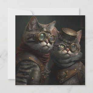 Steampunk cats card