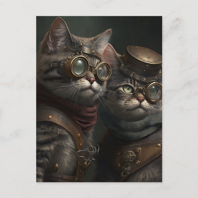 Steampunk cats postcard (Front)