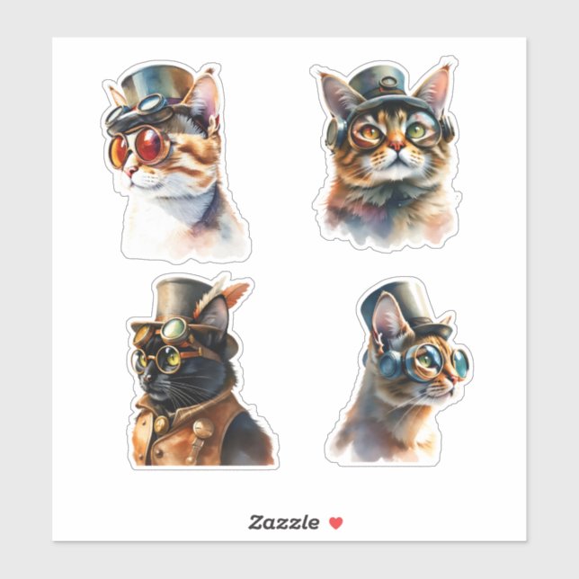 Steampunk Cats Sticker (Sheet)