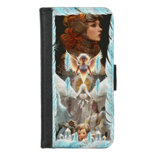 Steampunk Celestial Angel Feathers Dark Fantasy iPhone 8/7 Wallet Case
