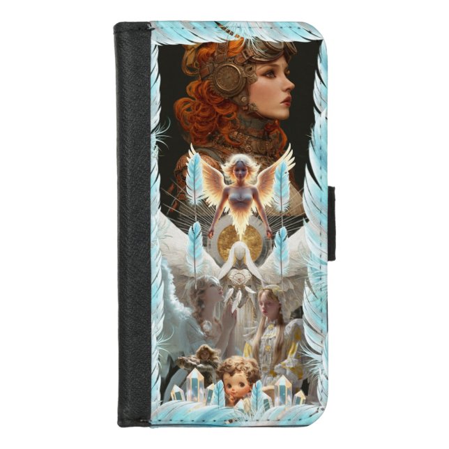 Steampunk Celestial Angel Feathers | Dark Fantasy  iPhone Wallet Case (Front)