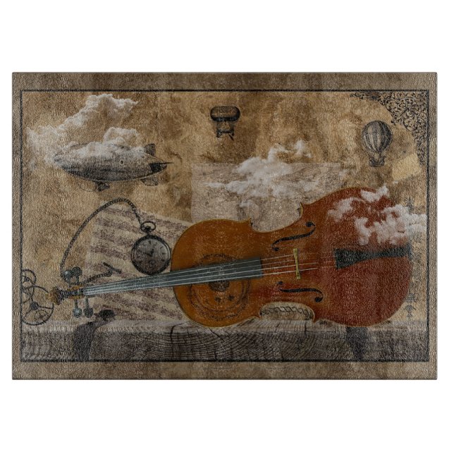 Steampunk Cello Cutting Board (Front)