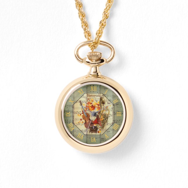 Steampunk~Cello~Edison Phonograph~Bass Saxhorn ~  Watch (Front)