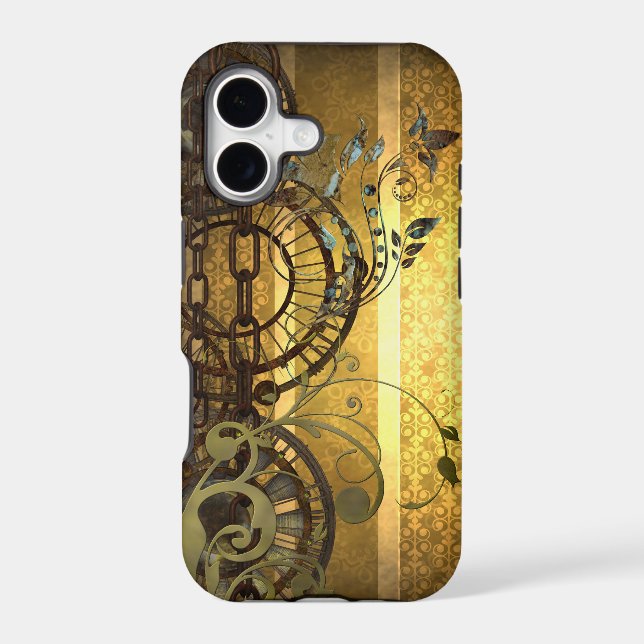 Steampunk Chains and Florals Iphone Case (Back)