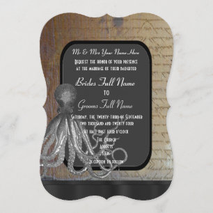 Steampunk chalkboard vintage style wedding invitation
