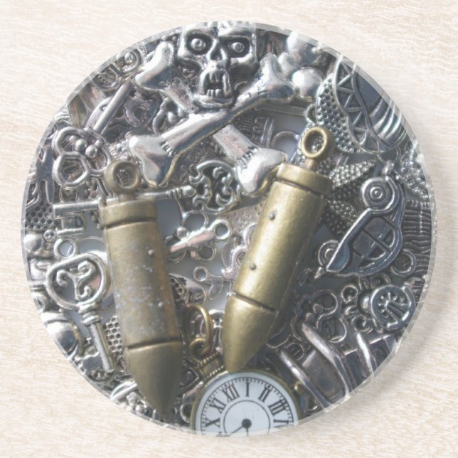 Steampunk charms drink coaster (Front)