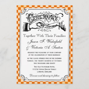 Steampunk Checkerboard Wedding Invitations