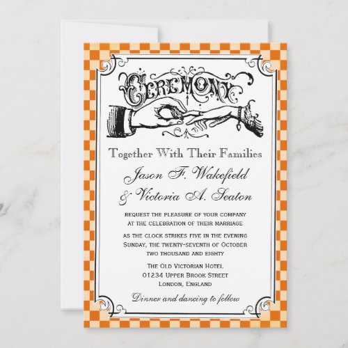Steampunk Checkerboard Wedding Invitations