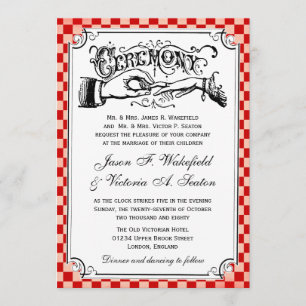 Steampunk Checkerboard Wedding Invitations