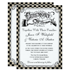 Steampunk Checkerboard Wedding Invitations