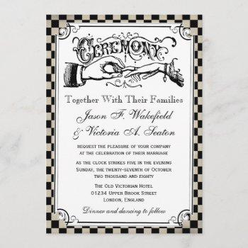 Steampunk Checkerboard Wedding Invitations by RenImasa at Zazzle