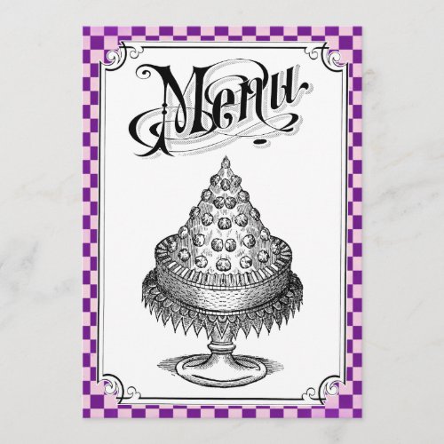 Steampunk Checkerboard Wedding Menu Cards