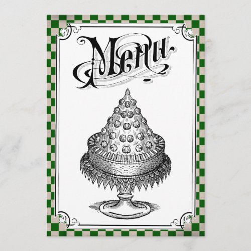 Steampunk Checkerboard Wedding Menu Cards