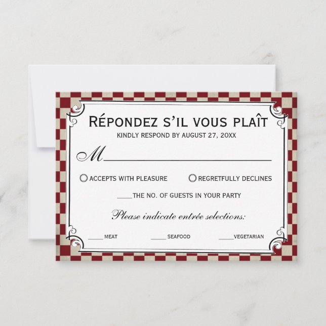 Steampunk Checkerboard Wedding RSVP Cards (Front)